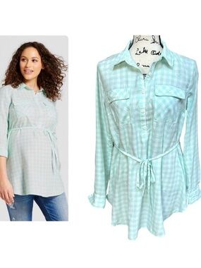 Isabel Maternity by Ingrid & Isabel Plaid Tunic Shirt Size M